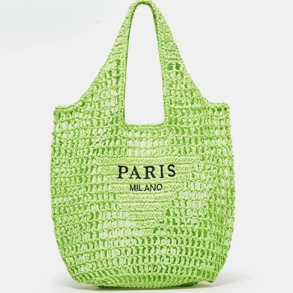 Handbags - Bohemian Green Straw Summer Travel Fashion Casual Shoulder Beach Tote Bag